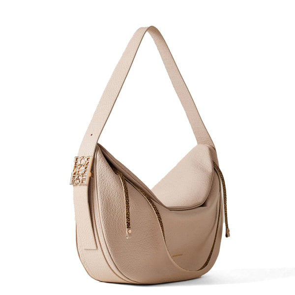 Borbonese - Nueve Medium leather Porridge Hobo Bag - 924427AV9 - PORRIDGE
