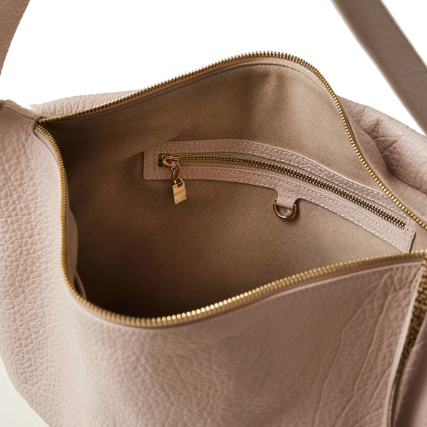 Borbonese - Nueve Medium leather Porridge Hobo Bag - 924427AV9 - PORRIDGE