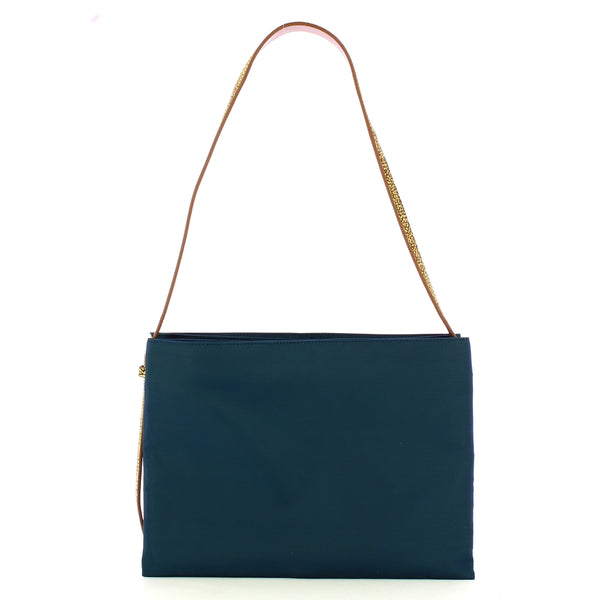 Borbonese - Hobo S Blu Prussia OP Naturale Shoulder Bag - 933784AQ3 - BLU/PRUSSIA/OP/NATURALE