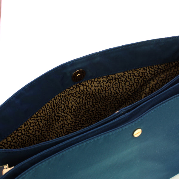 Borbonese - Hobo S Blu Prussia OP Naturale Shoulder Bag - 933784AQ3 - BLU/PRUSSIA/OP/NATURALE
