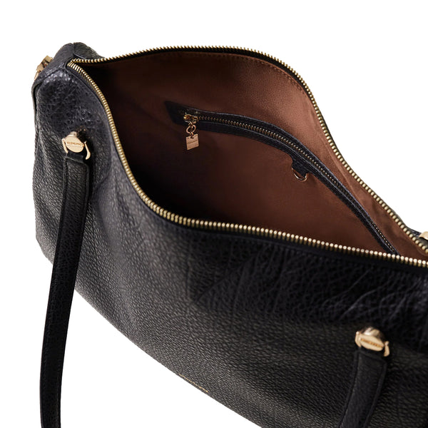 Borbonese - Oyster Large leather Nero Shoulder Bag - 923525AV9 - NERO