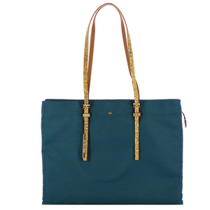 Borbonese - Large Shopping Bag Blu Prussia OP Naturale - 933786AQ3 - BLU/PRUSSIA/OP/NATURALE