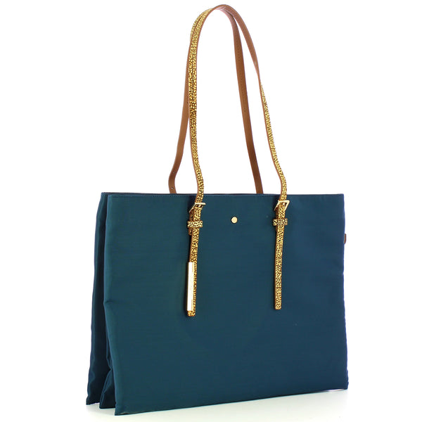 Borbonese - Large Shopping Bag Blu Prussia OP Naturale - 933786AQ3 - BLU/PRUSSIA/OP/NATURALE