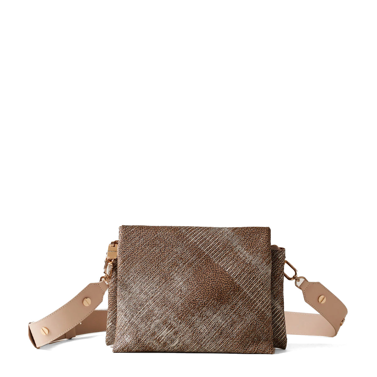 Borbonese - Oyster coated fabric OP Naturale Porridge Crossbody Bag - 923638AZ5 - OP/NATURALE/PORRIDGE