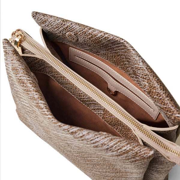 Borbonese - Oyster coated fabric OP Naturale Porridge Crossbody Bag - 923638AZ5 - OP/NATURALE/PORRIDGE