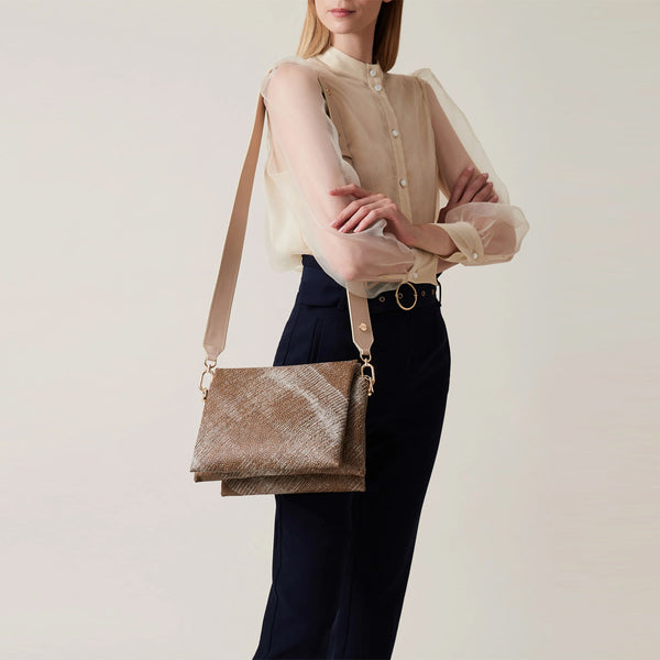 Borbonese - Oyster coated fabric OP Naturale Porridge Crossbody Bag - 923638AZ5 - OP/NATURALE/PORRIDGE