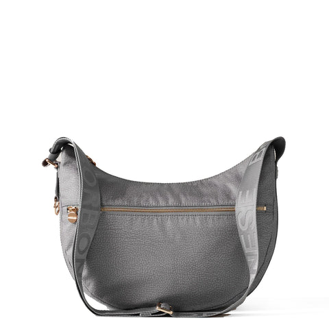 Borbonese - Luna Bag Middle with pocket in recycled Nylon Cloud - 934108I15 - CLOUD