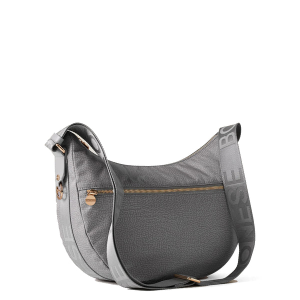 Borbonese - Luna Bag Middle with pocket in recycled Nylon Cloud - 934108I15 - CLOUD