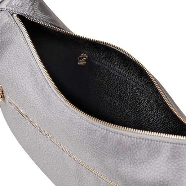 Borbonese - Luna Bag Middle with pocket in recycled Nylon Cloud - 934108I15 - CLOUD