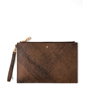 Borbonese - Pouch in Coated Fabric OP Naturale Nero - 902016AZ4 - OP/NATURALE/NERO