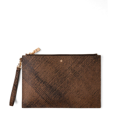 Borbonese - Pouch in Coated Fabric OP Naturale Nero - 902016AZ4 - OP/NATURALE/NERO
