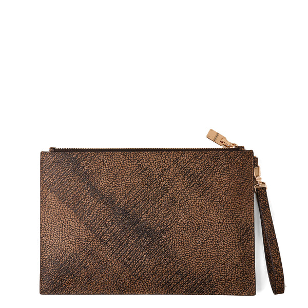 Borbonese - Pouch in Coated Fabric OP Naturale Nero - 902016AZ4 - OP/NATURALE/NERO
