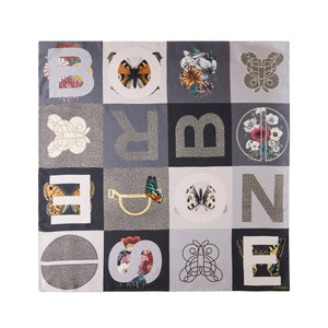 Borbonese - Foulard Color Block 90x90 Nero Grigio - 6DA063TG4 - NERO/GRIGIO