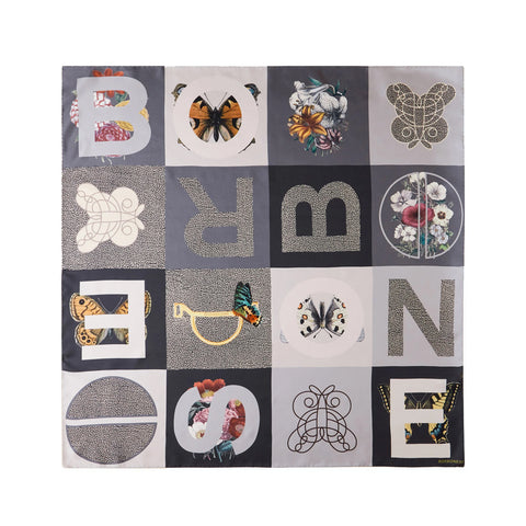 Borbonese - Foulard Color Block 90x90 Nero Grigio - 6DA063TG4 - NERO/GRIGIO