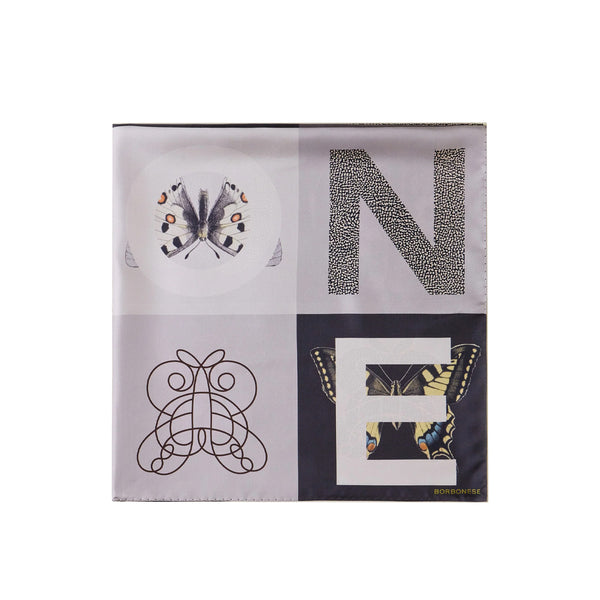 Borbonese - Foulard Color Block 90x90 Nero Grigio - 6DA063TG4 - NERO/GRIGIO