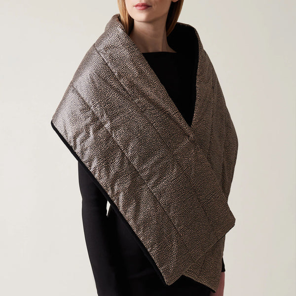 Borbonese - Padded stole OP Naturale Nero - 6DP083TH5 - OP/NATURALE/NERO