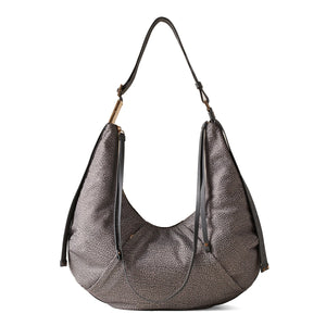 Borbonese - Hobo Bag Fold Medium Clay Grey - 933834AH1 - CLAY/GREY