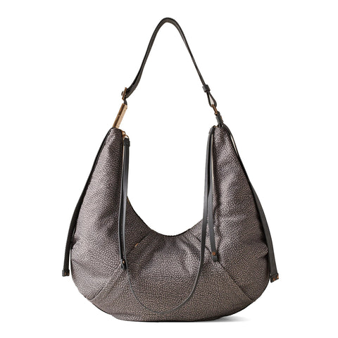 Borbonese - Hobo Bag Fold Medium Clay Grey - 933834AH1 - CLAY/GREY
