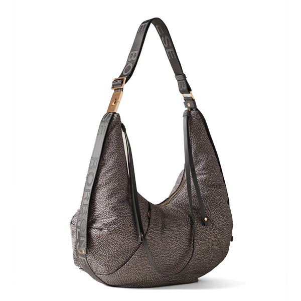 Borbonese - Hobo Bag Fold Medium Clay Grey - 933834AH1 - CLAY/GREY