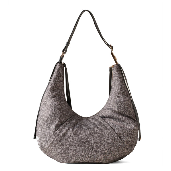 Borbonese - Hobo Bag Fold Medium Clay Grey - 933834AH1 - CLAY/GREY