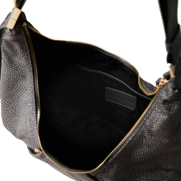 Borbonese - Hobo Bag Fold Medium Clay Grey - 933834AH1 - CLAY/GREY