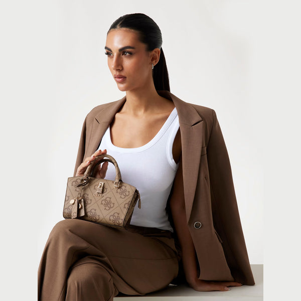 Guess - Mini Queensland Latte Logo Handbag - HWOS9655760 - LATTE/LOGO