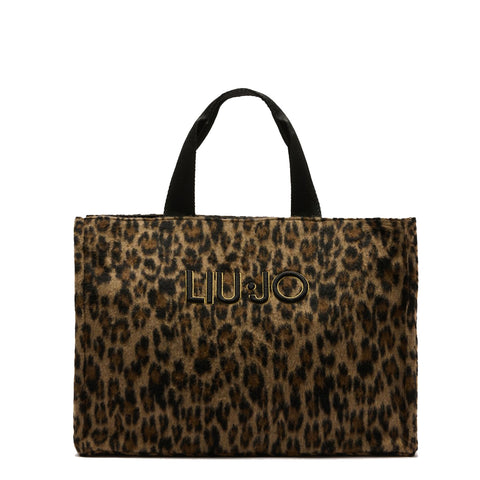 Liu Jo - Large Shopping Bag with logo Brown Animalier - 2F5027T6089 - BROWN/ANIMALIER