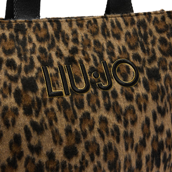 Liu Jo - Large Shopping Bag with logo Brown Animalier - 2F5027T6089 - BROWN/ANIMALIER