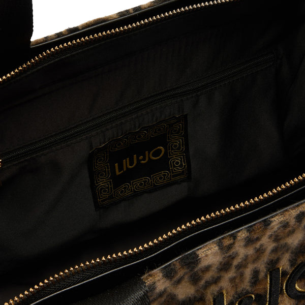 Liu Jo - Large Shopping Bag with logo Brown Animalier - 2F5027T6089 - BROWN/ANIMALIER
