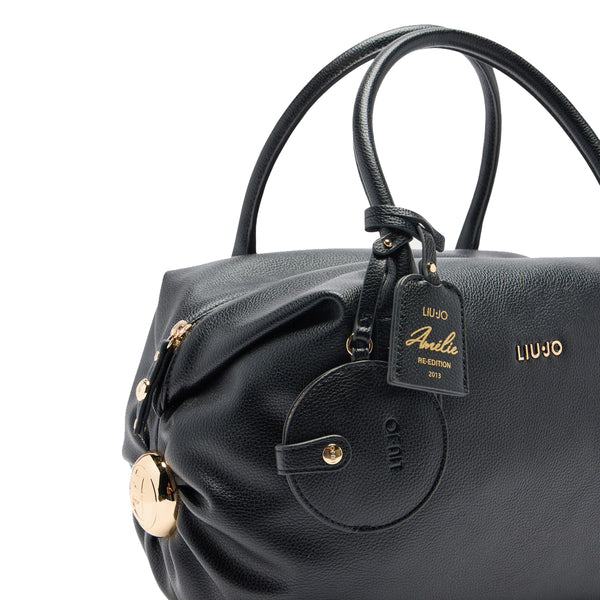Liu Jo - Borsa a mano Amelie con charm Black - AF5027E0058 - BLACK