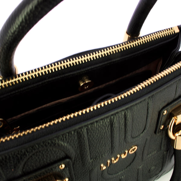 Liu Jo - Borsa a mano Small Manhattan logo embossed Black - AF5163E0538 - BLACK