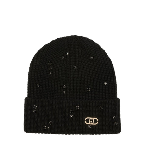 Liu Jo - Beanie with rhinestones and pearls Black - 2F5017M0300 - BLACK