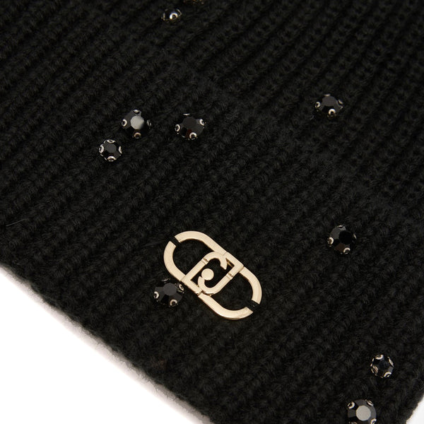Liu Jo - Beanie with rhinestones and pearls Black - 2F5017M0300 - BLACK