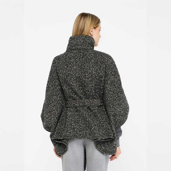 Liu Jo - Poncho with belt Nero Bianco - 2F5025T0300 - NERO/BIANCO