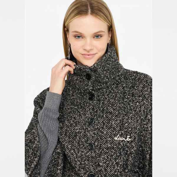 Liu Jo - Poncho with belt Nero Bianco - 2F5025T0300 - NERO/BIANCO