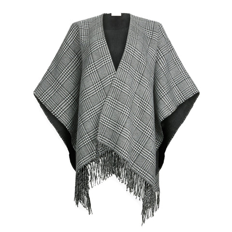 Liu Jo - Poncho in Glen Plaid Nero Bianco Lana - 2F5036T0300 - NERO/BIANCO/LANA