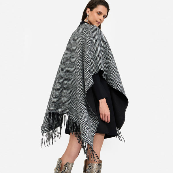 Liu Jo - Poncho in Glen Plaid Nero Bianco Lana - 2F5036T0300 - NERO/BIANCO/LANA