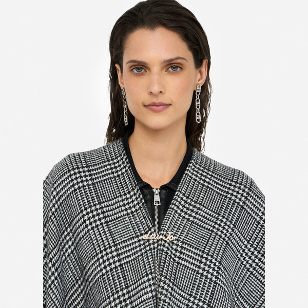 Liu Jo - Poncho in Glen Plaid Nero Bianco Lana - 2F5036T0300 - NERO/BIANCO/LANA
