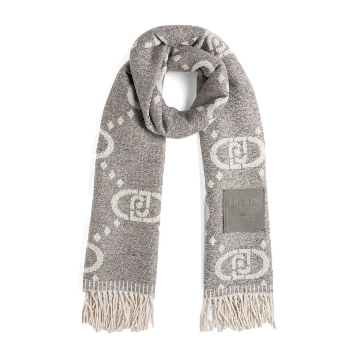 Liu Jo - Scarf with logo pattern Grey Cloud - 2F5038T0300 - GREY/CLOUD