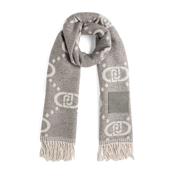 Liu Jo - Scarf with logo pattern Grey Cloud - 2F5038T0300 - GREY/CLOUD