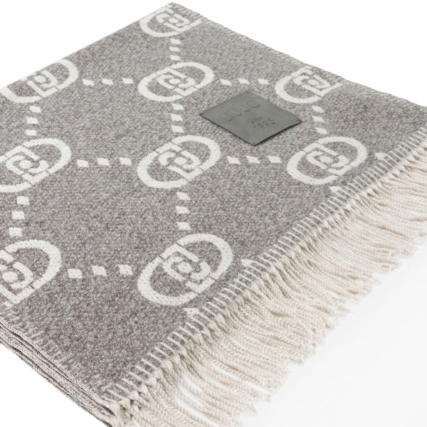Liu Jo - Scarf with logo pattern Grey Cloud - 2F5038T0300 - GREY/CLOUD