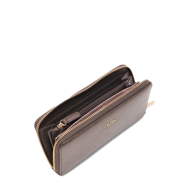 Liu Jo - Portafoglio Zip Around Grande Moro Light Metal - AF5170E0027 - MORO/LIGHT/METAL