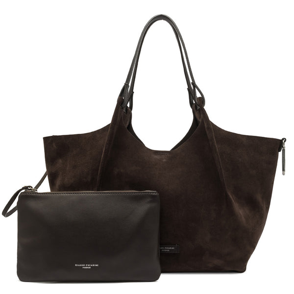 Gianni Chiarini - Borsa a spalla Dua in camoscio Moka - BS 9780 CM-PL - MOKA