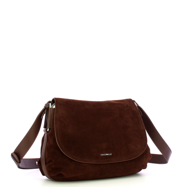Coccinelle - Rebekka Suede Brunette Crossbody Bag - T96150101 - BRUNETTE/BRUNET
