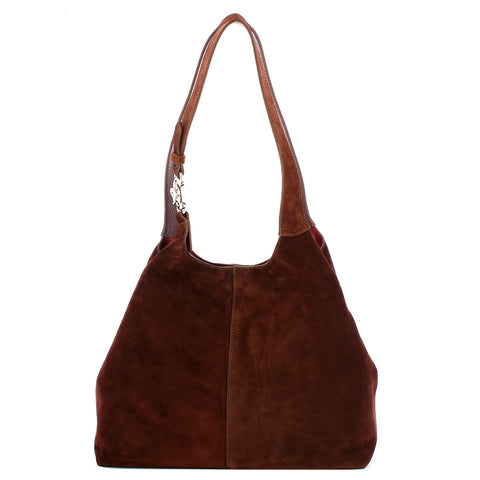 Coccinelle - C-Easy Suede Brunette Shoulder Bag - THE110201 - BRUNETTE/BRUNET