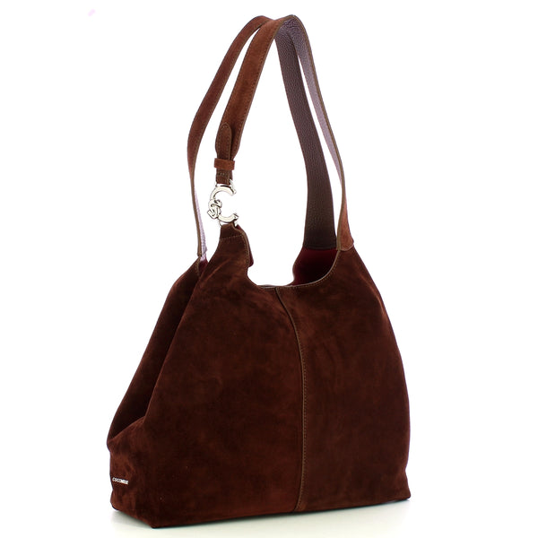 Coccinelle - C-Easy Suede Brunette Shoulder Bag - THE110201 - BRUNETTE/BRUNET