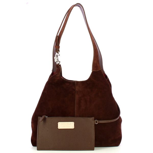 Coccinelle - C-Easy Suede Brunette Shoulder Bag - THE110201 - BRUNETTE/BRUNET
