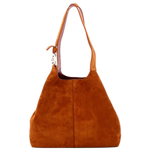 Coccinelle - C-Easy Suede Cognac Shoulder Bag - THE110201 - COGNAC/COGNAC