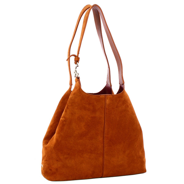 Coccinelle - C-Easy Suede Cognac Shoulder Bag - THE110201 - COGNAC/COGNAC