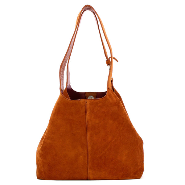 Coccinelle - C-Easy Suede Cognac Shoulder Bag - THE110201 - COGNAC/COGNAC